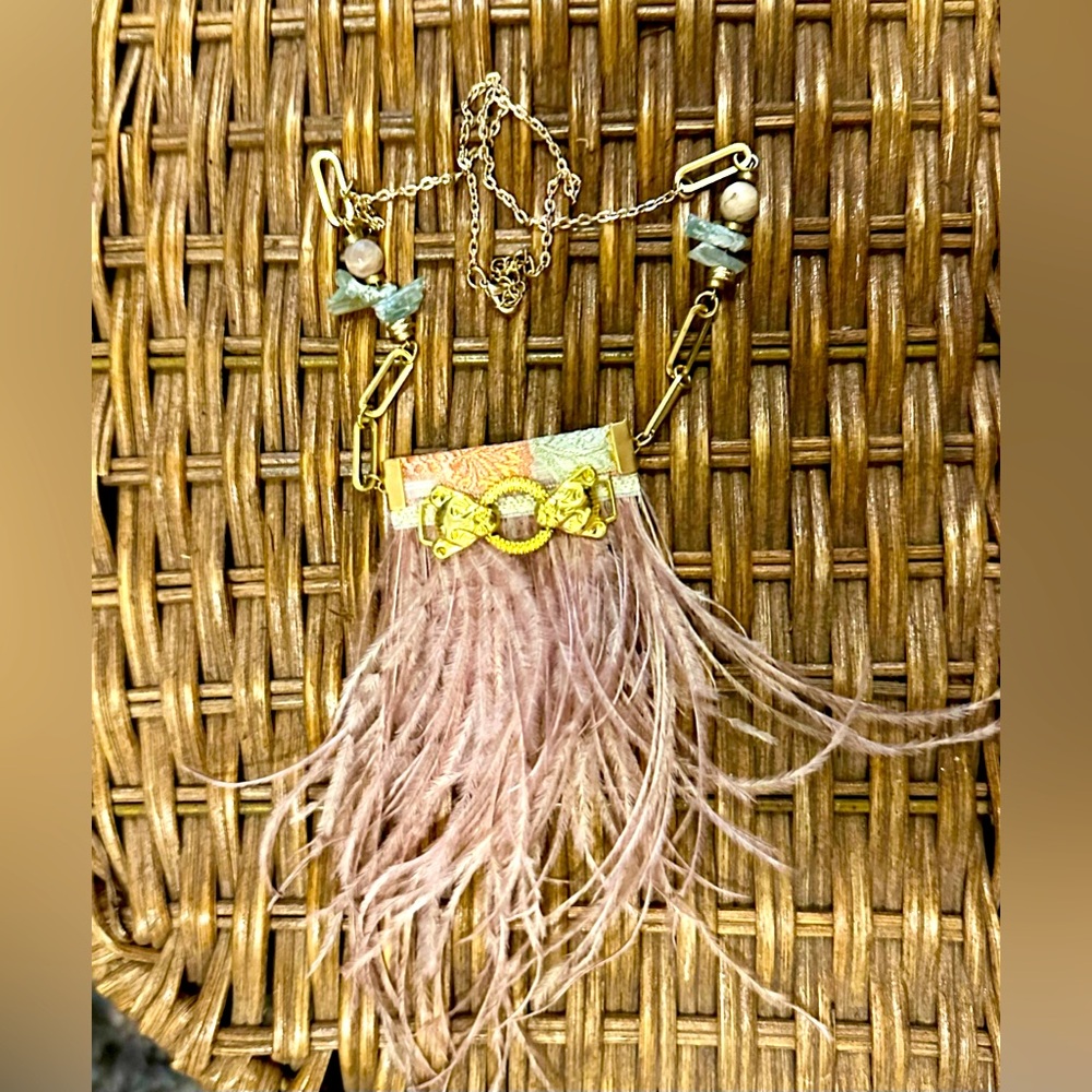 Pink Feather Statement Necklace by Noemiah (Anthropologie).